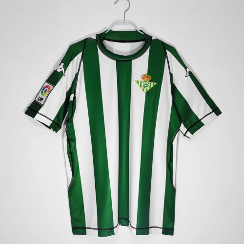 2003-04 Retro Version Real Betis Home White and Green Thailand Soccer Jersey AAA-710/503