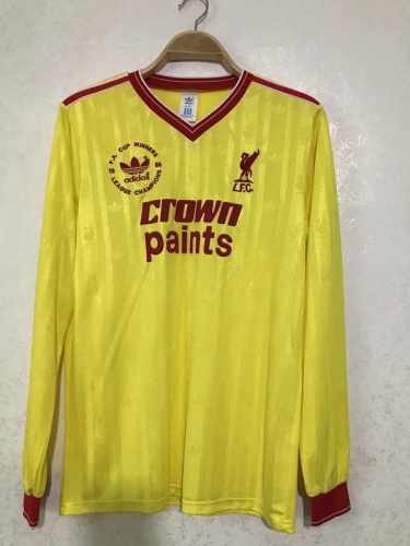 85-86 Retro Version Liverpool 2nd Away Yellow LS Thailand Soccer Jersey AAA-2011