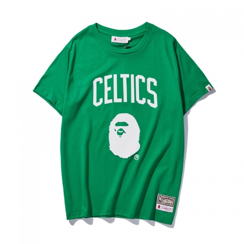 BAPE Jonited Version Green Boston Celtics NBA Cotton Shirts
