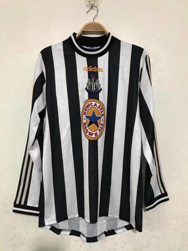 95-97 Retro Version Newcastle United Home Black & White LS Thailand Soccer Jersey AAA-2011