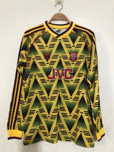 91-93 Retro Version Arsenal Away Yellow LS Thailand Soccer Jersey AAA-2011