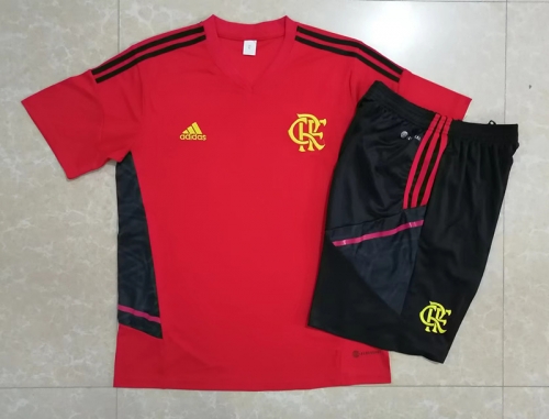 2022/23 Flamengo Red Thailand Tracksuit Uniform With five point pants-815