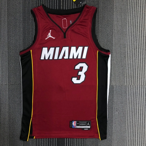 75th Commemorative Feiren Limited NBA Miami Heat Red #3 Jersey-311