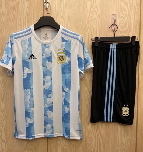 2020-2021 Argentina Home Blue and White Soccer Uniform-TJ