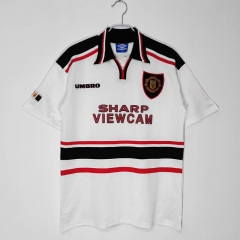 1998-99 Retro Version Manchester United Away White Thailand Soccer Jersey AAA-811/601/710