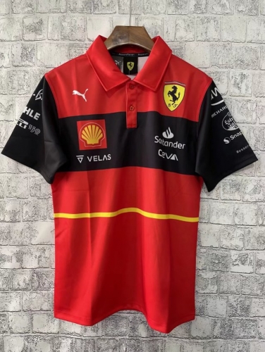 2021-2022 Ferrar Red & Black Turn Collar #55 Formula One Racing Shirts-805