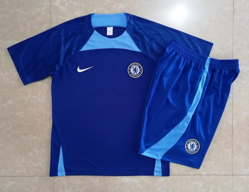 2022-23 Chelsea Blue Shorts-sleeve Thailand Soccer Tracksuit Uniform-815