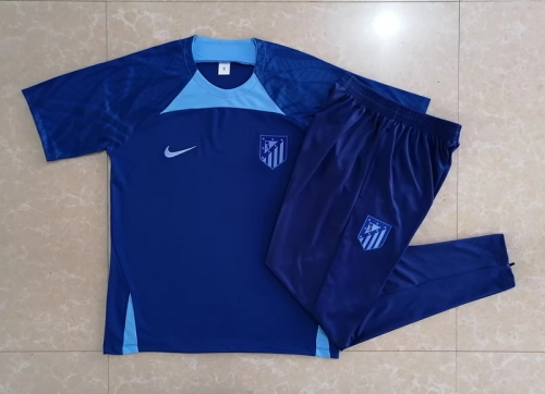2022/23 Atletico Madrid Blue Shorts-sleeve Thailand Soccer Tracksuit Uniform-815