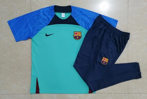 2022/23 Barcelona Green & Blue Shorts-Sleeve Thailand Tracksuit Uniform-815