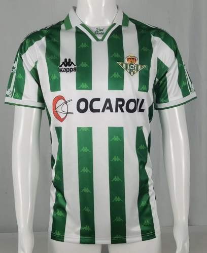 95-96 Retro Version Real Betis Home White and Green Thailand Soccer Jersey AAA-503/601