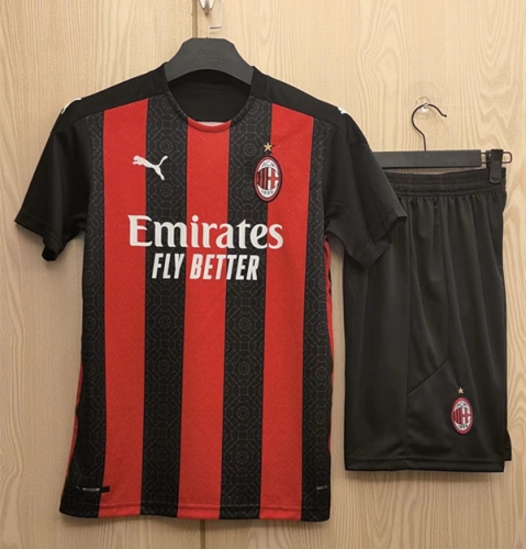 2020-2021 AC Milan Home Red and Black Soccer Uniform-TJ