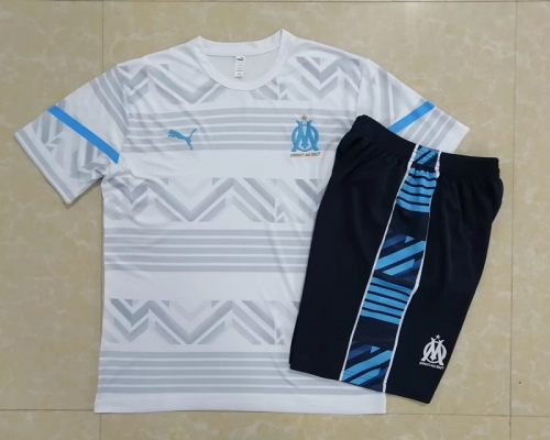 2022/23 Olympique Marseille White Short-Sleeve Thailand Soccer Tracksuit Uniform-815