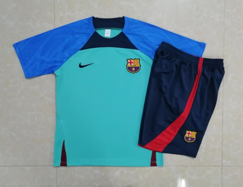 2022/23 Barcelona Green & Blue Shorts-Sleeve Thailand Tracksuit Uniform-815