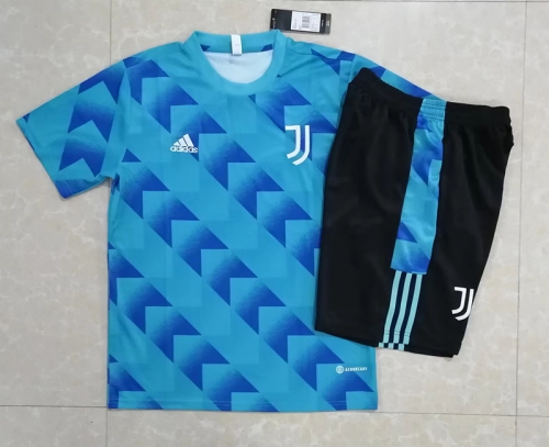 2022/23 Juventus FC Blue Short-Sleeve Thailand Soccer Tracksuit Uniform-815