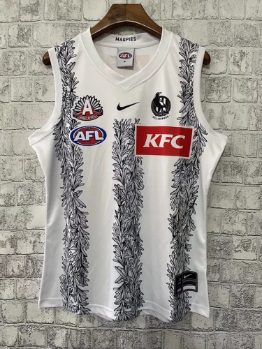 2021-2022 AFL Magpies White Thailand Rugby Vest-805