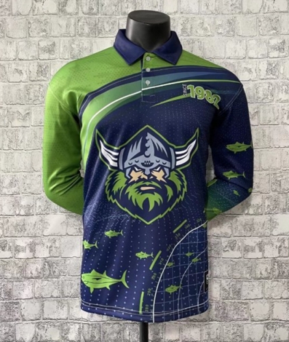 2021/22 Raider Green & Blue LS Fishing Suit Shirts-805