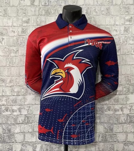 2021/22 Rooster Red & Blue  LS Fishing Suit Shirts-805