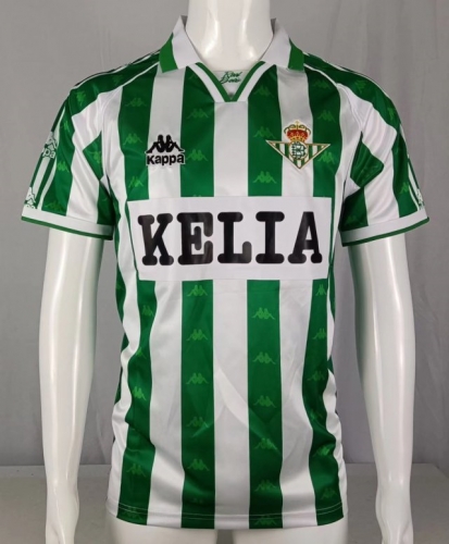96-97 Retro Version Real Betis Home White and Green Thailand Soccer Jersey AAA-503/811