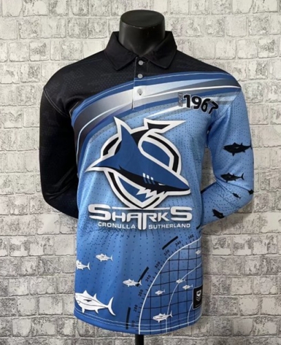 2021/22 Shark Blue LS Fishing Suit Shirts-805