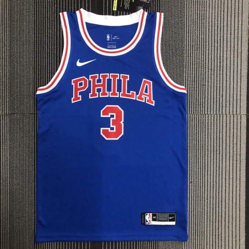 Retro Version NBA Philadelphia 76ers Blue Round collar #3 Jersey-311