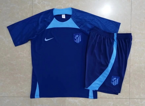 2022/23 Atletico Madrid Blue Shorts-sleeve Thailand Soccer Tracksuit Uniform-815