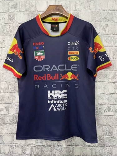 2021/22 Red Bull Mercedes Royal Blue Red Collar Formula One Racing Shirts-805