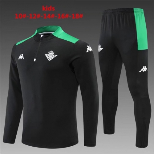 2022/23 Real Betis Black Kids/Youth Thailand Soccer Tracksuit Uniform-801