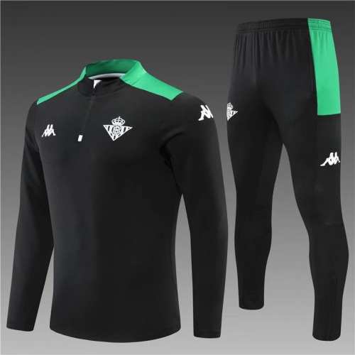 2022/23 Real Betis Black Thailand Soccer Tracksuit Uniform-801