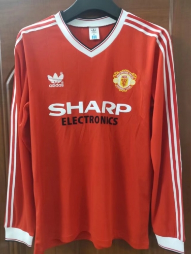 1983 Retro Version Manchester United Home White LS Thailand Soccer Jersey AAA-301