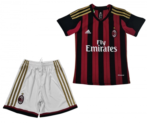 2013-2014 Retro Version AC Milan Home Red and Black Youh/Kids Soccer Uniform-710