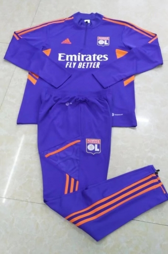 2022-23 Olympique Lyonnais Purple Thailand Soccer Tracksuit Uniform-411