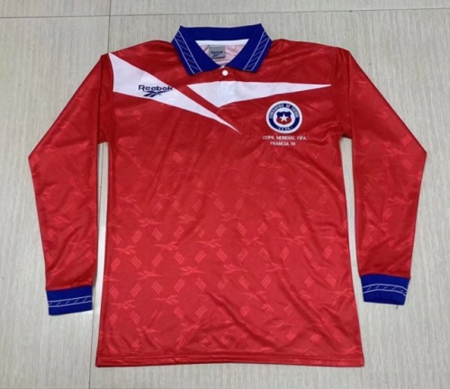 98 Retro Version Chile Home Red LS Thailand Soccer Jersey-1040