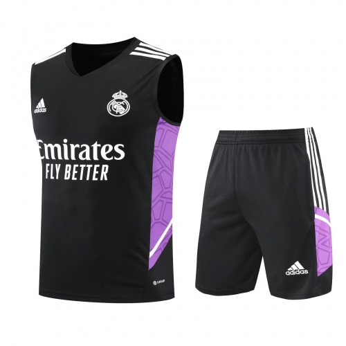 2022/23 Real Madrid Black Thailand Soccer Training Uniform Vest-418