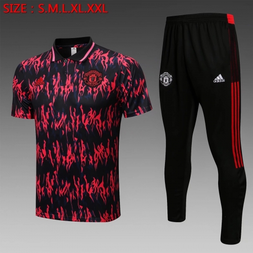 2021-2022 Manchester United Red & Black Thailand Polo Uniform-815