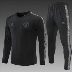 Jointed Version 2022-23 Manchester United Black Thailand Soccer Tracksuit Uniform-801