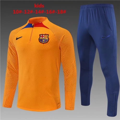 Player Version 2022/23 Barcelona Orange Kids/Youth Soccer Tracksuit Uniform-801