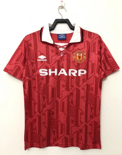 92-94 Retro Version Manchester United Home Red Thailand Soccer Jersey AAA-811