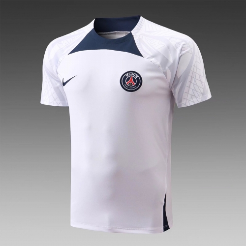 2022-23 Paris SG White Shorts-sleeve Thailand Soccer Tracksuit-815