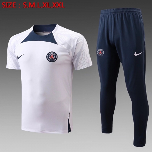 2022-23 Paris SG White Shorts-sleeve Thailand Soccer Tracksuit Uniform-815