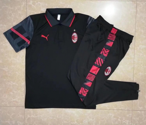 2022/23 AC Milan Black Thailand Polo Uniform-815