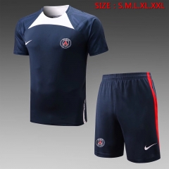 2022-23 Paris SG Royal Blue Shorts-sleeve Thailand Soccer Tracksuit Uniform-815