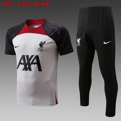 2022/23 Liverpool White Shorts-Sleeve Thailand Soccer Tracksuit Uniform-815