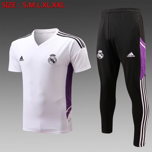2022-23 Real Madrid White Shorts-Sleeve Thailand Tracksuit Uniform-815
