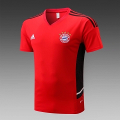 2022/23 Bayern München Red Shorts-Sleeve Thailand Soccer Tracksuit Top-815