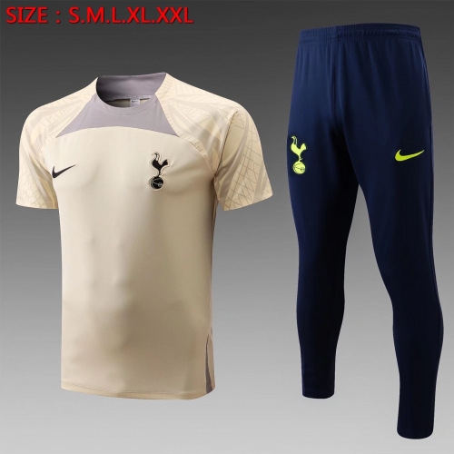 2022-23 Tottenham Hotspur Yellow Shorts-sleeve Thailand Soccer Tracksuit Uniform-815