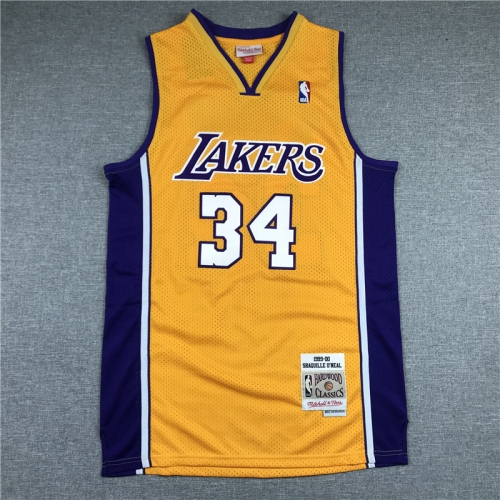 Retro Version NBA Los Angeles Lakers Yellow #34 Jersey