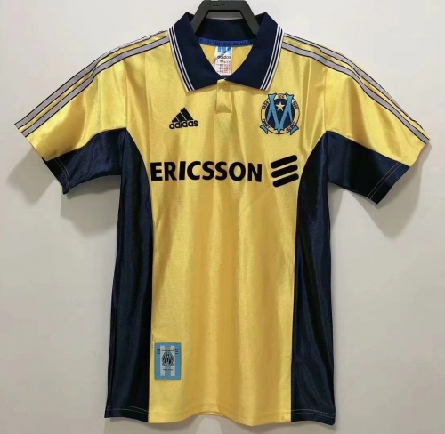 98-99 Retro Version Olympique de Marseille Yellow Thailand Soccer Jersey AAA-811