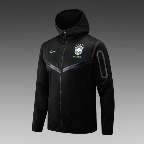 2022/23 Brazil Black Thailand Soccer Jacket With Hat-815