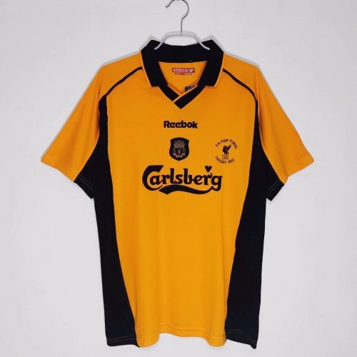 2000-01 Retro Version Liverpool Away Yellow Thailand Soccer Jersey AAA-710