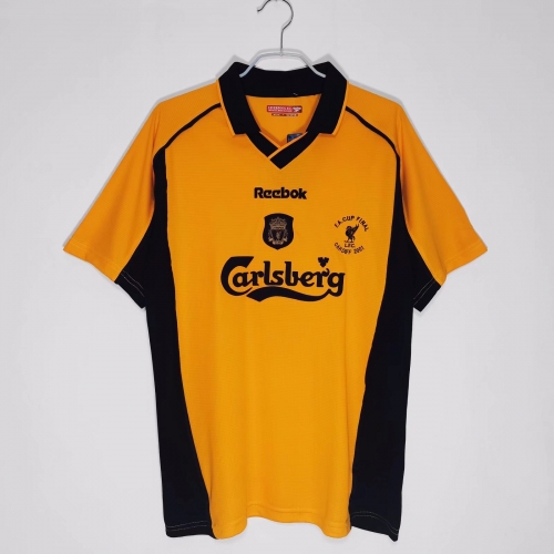 2000-01 Retro Version Liverpool Away Yellow Thailand Soccer Jersey AAA-710/811